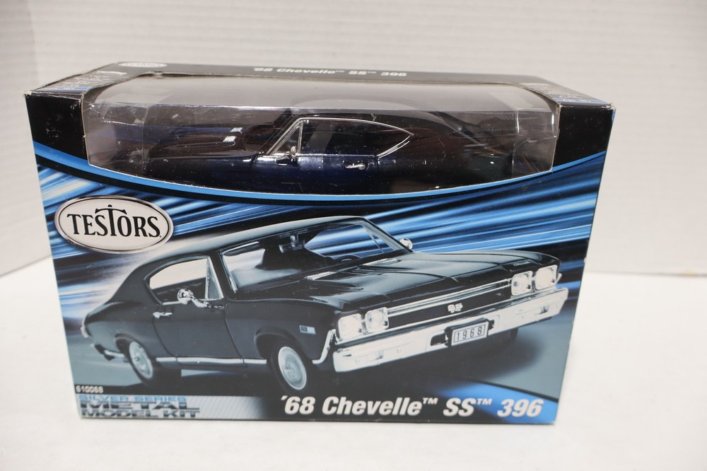 Testors 1968 Black Chevy Chevelle SS 396 Silver Series Metal Model Kit 2010