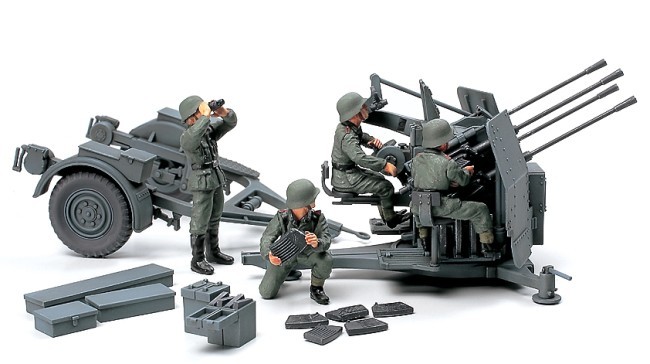 Tamiya 32554 1/48 German 20mm Flakvierling 38 Anti-Aircraft Gun w/4 Figures Kit