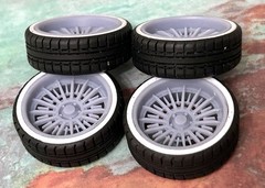 Resin 22 In. “Amer.Racing Windsor” Wheels, W/One In. Whitewalls,1/24 1/25 Scale