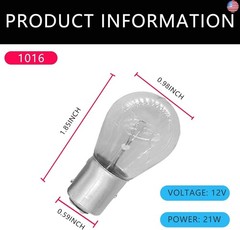 Pack Of 10 Brake Marker Bulb, Brake Light Bulbs,10 Sets Of 1016 (12v21/5w) High