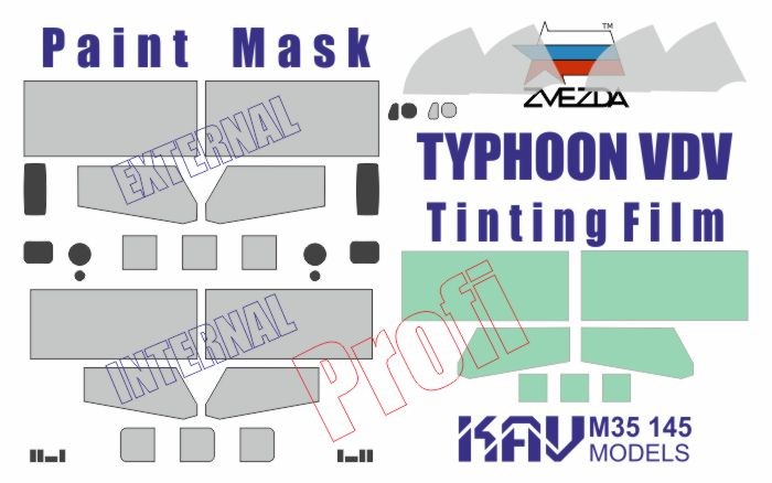 1:35 Window Tint Film for scale model K 4386 Typhoon VDV Zvezda 3648