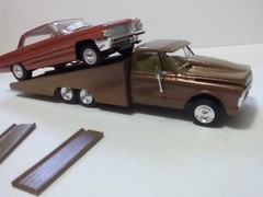 Chevy Ramp truck & car built model cars (please read)