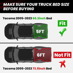 Bed Mat for Toyota 2005-2023 Tacoma (5FT,61.3” Bed) Truck Bed 5Ft, All Weather