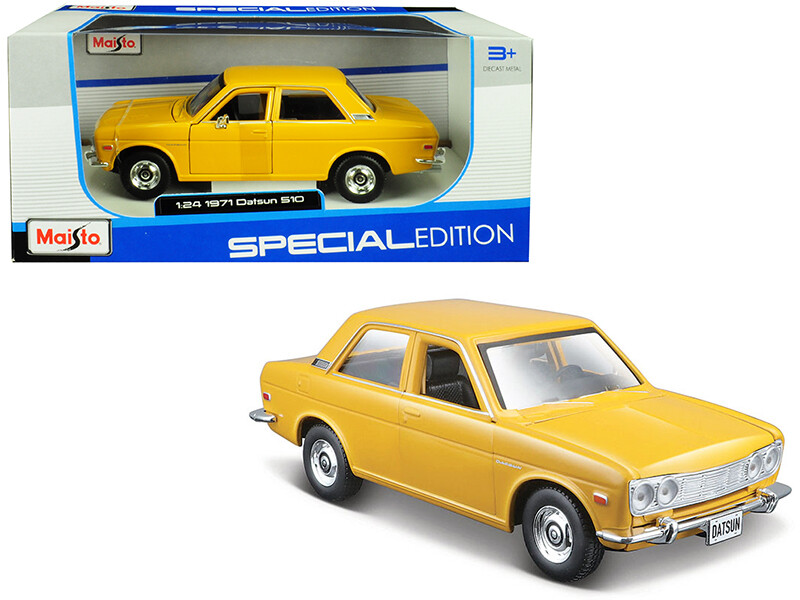 Maisto 31518Y 1971 Datsun 510 Yellow “Special Edition” 1/24 Diecast Model Car