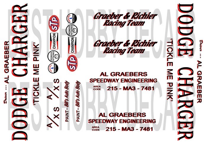“TICKLE ME PINK” Al Graeber 1967 Dodge 1/24th – 1/25th Scale Waterslide Decal