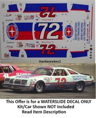 NASCAR DECAL #72 FIRST NATIONAL CITY 1978 OLDSMOBILE 442 BENNY PARSONS 1/25