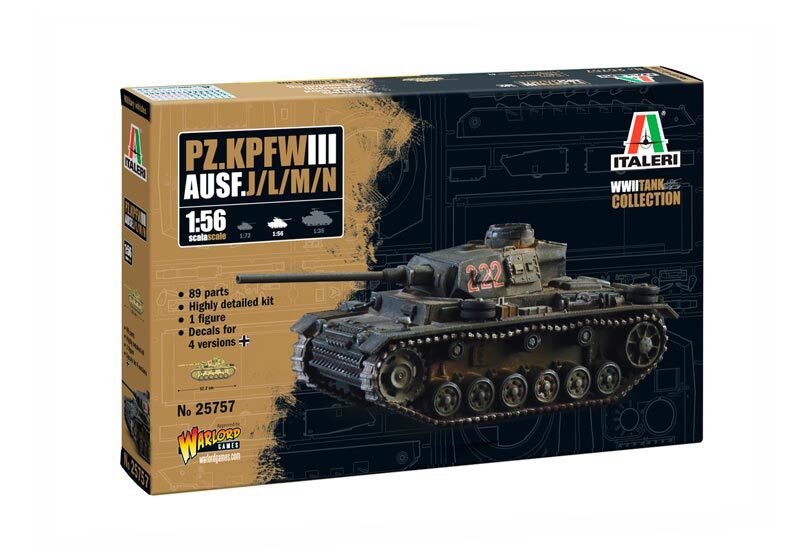 Italeri 1/56 Pz.Kpfw. III Ausf. J/L/M/N Medium Tank
