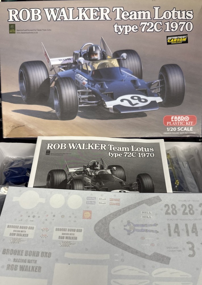 Ebbro 1/20 Rob Walker Team Lotus Type 72C 1970 002-5800 Sealed Content Model Kit