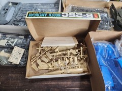 Box of vintage military vehicles models (Lot size 9) Planes Ships Car Tank