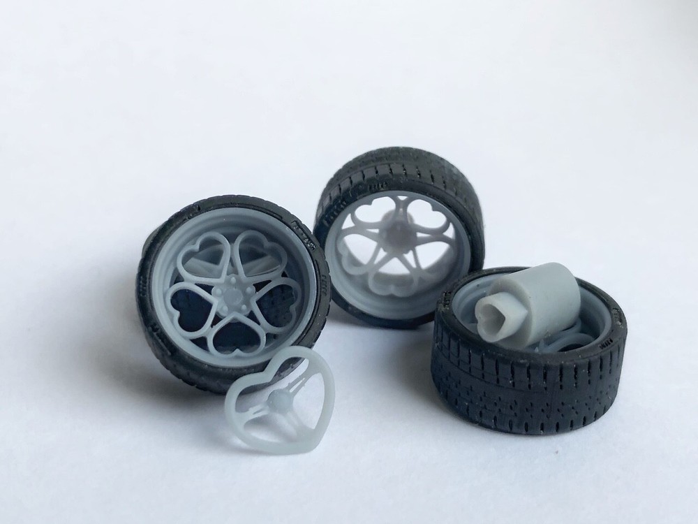 1:25-1:24 Scale Heart Set SK Mona Resin Printed Rims , Wheel and Exhaust Kit