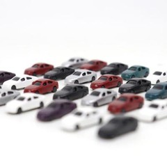 12pcs 1:250-300 Miniature Cars Model Toys Painted ABS Vehicle for Railway Train~