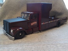 1/25 Scale Adult Built White Road Boss Custom Car Hauler.