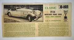 JOHAN 1:25 Classic 1934 Mercedes-Benz 500K Roadster Model Kit INSTRUCTIONS ONLY