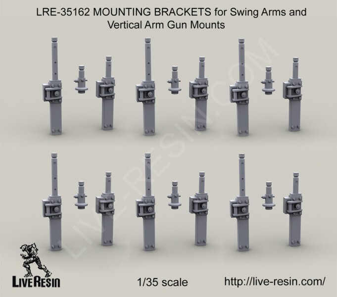 Live Resin LRE35162 1/35 Swing Arms &Vertical Arm Gun Mounts Mounting Brackets