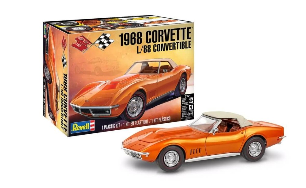 Revell 1/25 Scale 1968 Corvette L/88 Convertible 2-n-1 Plastic Model Kit 14572