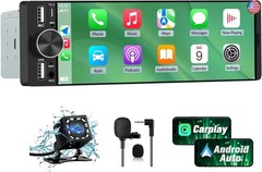 6.36″ Single Din Car Stereo with Wireless CarPlay & Android Auto, IPS