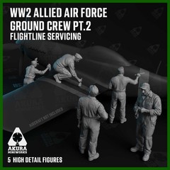 1/72/64/48 WWII Allied Air Force Ground Crew Cleaning Painting Overhaul 5pc