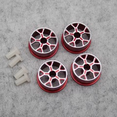 4pcs Custom MINI 4WD Aluminum Low Profile Wheels Black/Silver 94992 Red