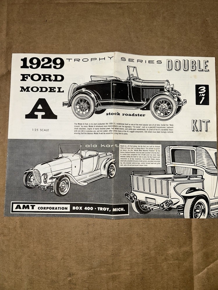 AMT 1929 Ford Model A 3-in-1 Trophy Series Model Kit Instructions Tin Lizzie