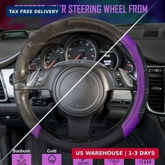 CAR PASS Line Rider Microfiber Leather Sporty 14.5-15 inch Steering Wheel Cover