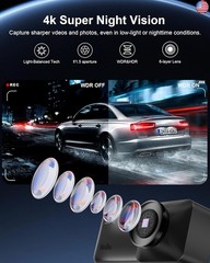 4K Dash Cam Front, Built-in 5.8G WiFi, Free 64GB Card & 48W A+C Car Charger