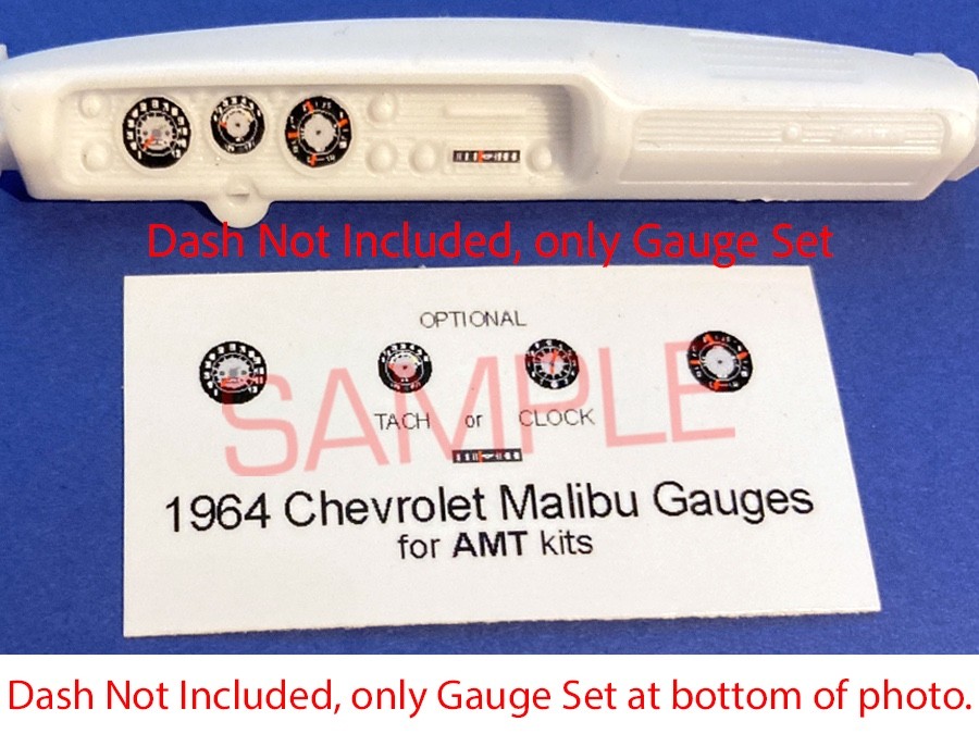 1964 CHEVROLET MALIBU CHEVELLE GAUGE FACES for 1/25 AMT —PLEASE READ DESCRIPTION