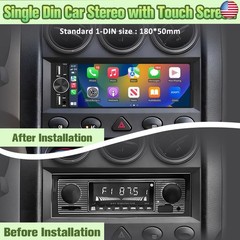 6.36″ Single Din Car Stereo with Wireless CarPlay & Android Auto, IPS