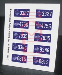 PENNSYLVANIA ANTIQUE HISTORIC miniature LICENSE PLATES – 1/25 MODEL CARS—READ