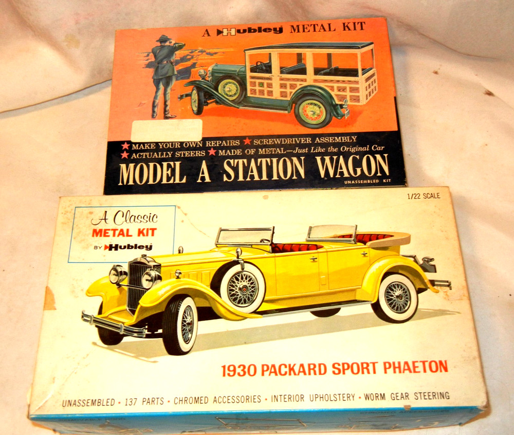 Vtg Hubley Metal Car Kit Lot 2 Model A Station Wagon 1930 Packard Phaeton 1:22