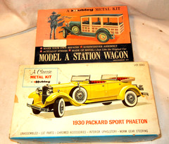 Vtg Hubley Metal Car Kit Lot 2 Model A Station Wagon 1930 Packard Phaeton 1:22