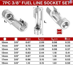 BILITOOLS Diesel Injector Fuel Line Socket Wrench Set, 3/8″ Drive 10-19mm, for