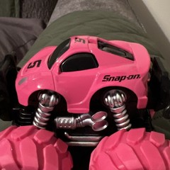 Snap-on pink #5 Monster truck race car toy car pull back and it goes 3×3 size