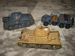Built Military Vehicles 3 Painted Excellent Condition 1/72 Built Tanks & 6 wheel