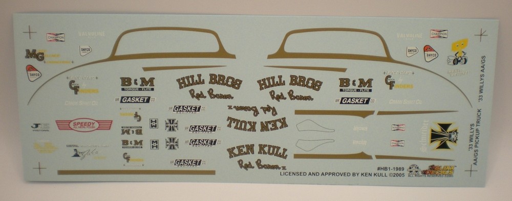 Slixx Decal HB1-1987 1933 Willys Coupe Gasser with Slixx Decals Hill Bros Ken