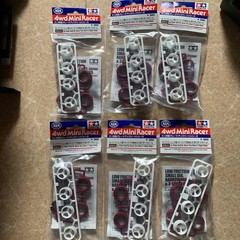 Tamiya Mini 4WD Low Friction Small Diameter Narrow Tires & 3 Spoke Wheels (New)