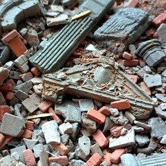 Painted Diorama 1/35 Building Ruins Rubble Bricks Base Military Scene Prop Model