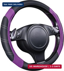 CAR PASS Line Rider Microfiber Leather Sporty 14.5-15 inch Steering Wheel Cover