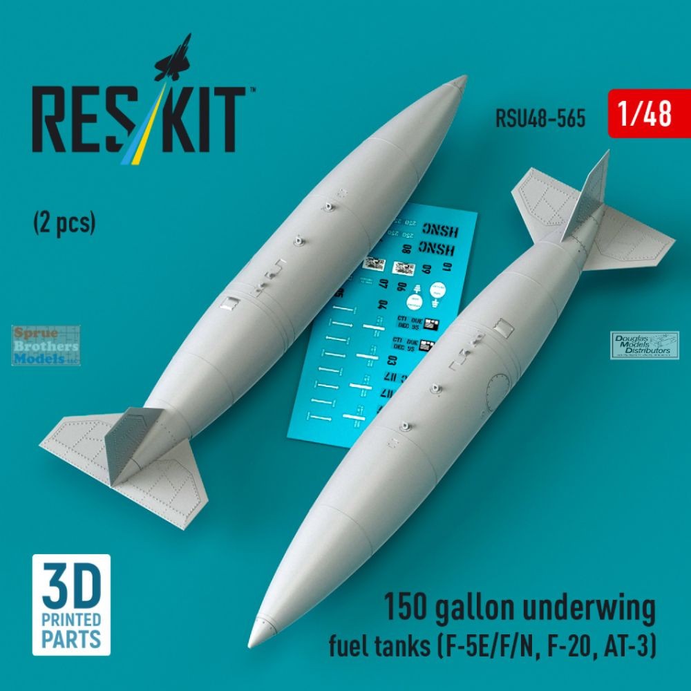 RESRSU480565U 1:48 ResKit 150 Gallon Underwing Fuel Tank Set (for F-5E F-5F