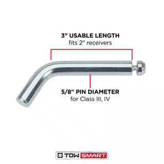 Standard 5/8 In. Dia Steel Bent Hitch Pin with Clip – Fits 2 In. X 2 In. Hitch R