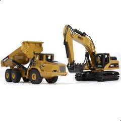 Toy set Dump truck and excavator, die-cast model of construction equipment,