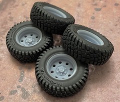 1/24 Scale: 18-Inch AR Baja Wheels W/ Mud Tires; Jeep, Resin 1/25