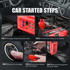 Dna Motoring 12V 2000A Peak Multi-Function Portable Car Battery Jump Starter