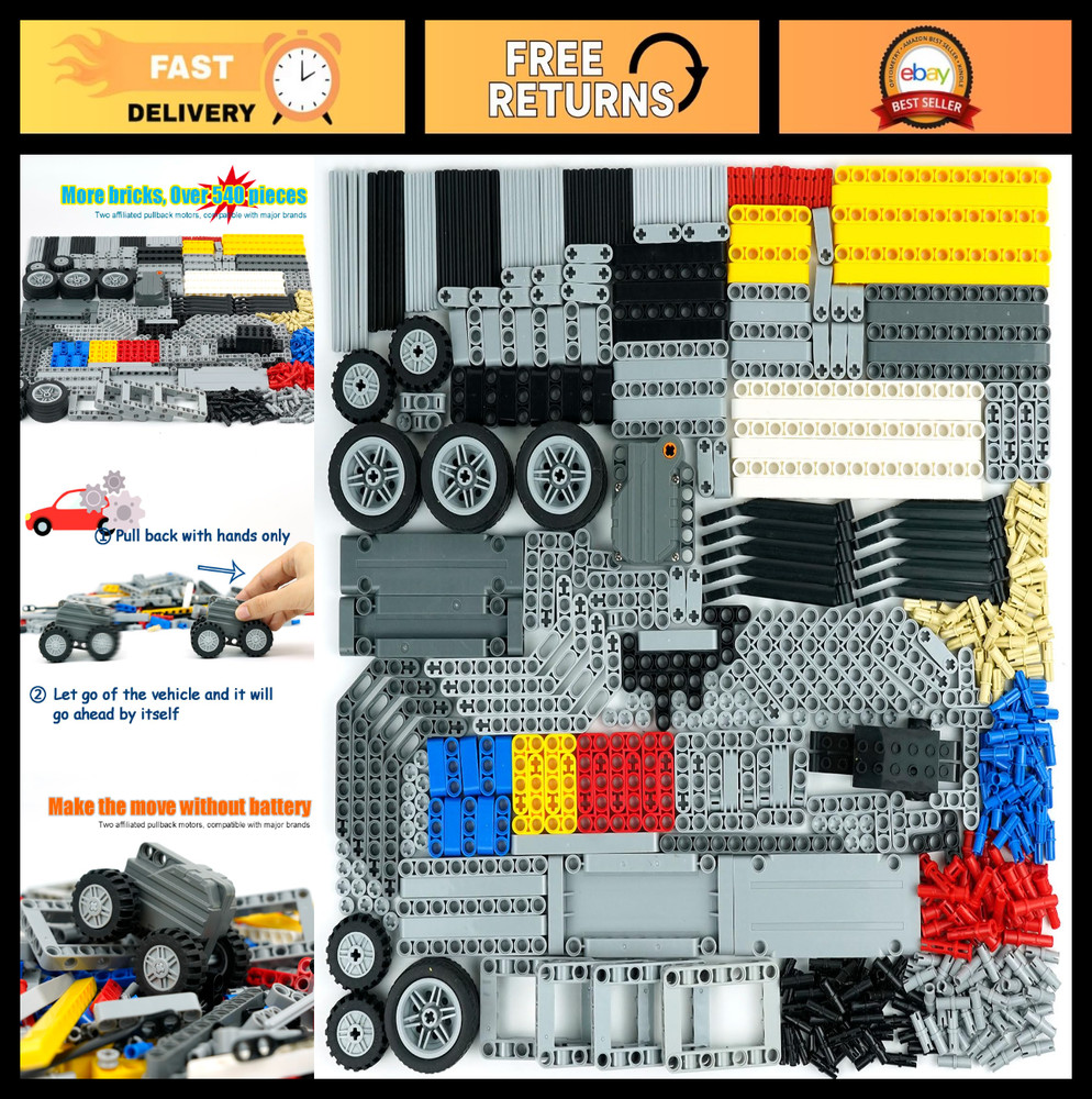 544PCS Engine Pullback Motor Kit, Technical Parts Set, Car Tire Axles & Connecto