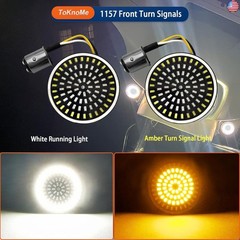 1157 LED Turn Signals 2″ Front Rear Bulbs 81 LED Lights Smoke Lens Covers Kit