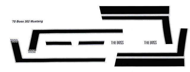 1970 Ford Mustang Boss 302 Stripes 1/24th – 1/25th Scale Waterslide Decals