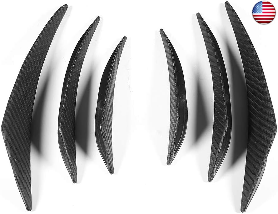 EVGATSAUTO Bumper Canard, 6pcs Carbon Fiber Texture Car Bumper Fin Canard