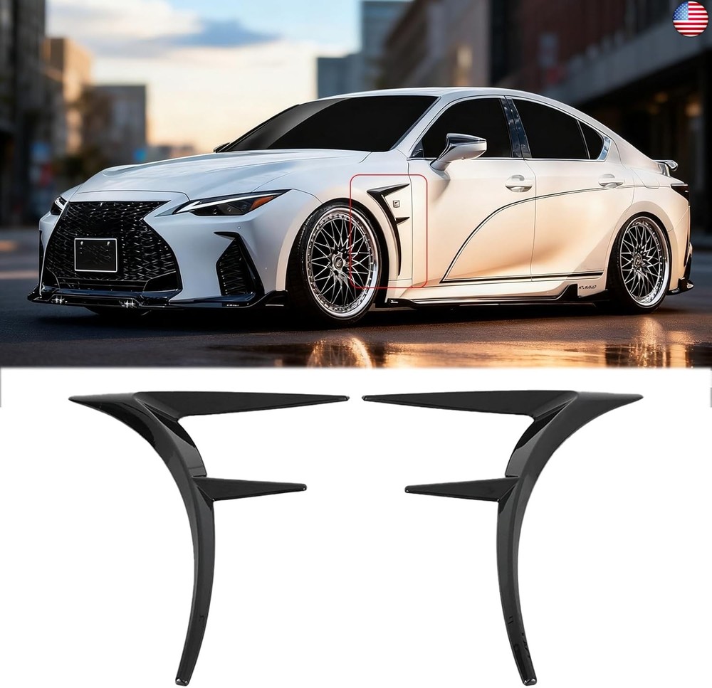 A Pair Front Fender Side Air Flow Fender Vent Cover Trim ABS for Lexus IS300