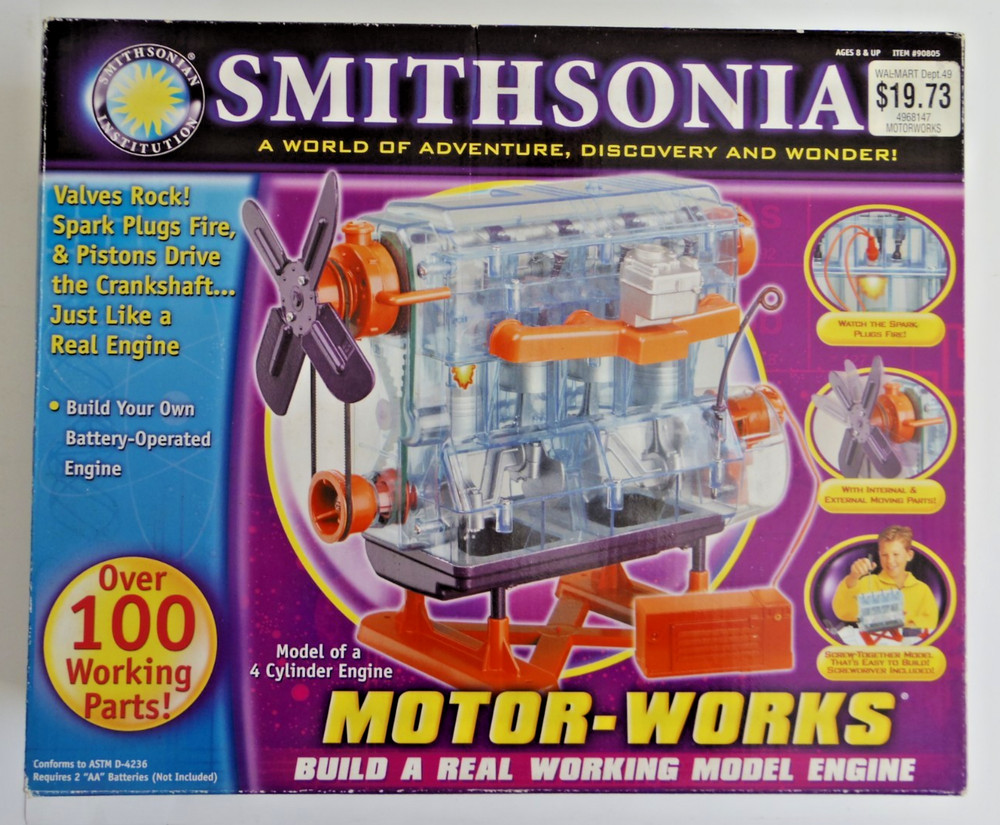Smithsonia Motor Works Working 4 Cylinder Engine Model Kit #90805