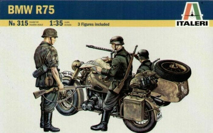 1/35 German motorcycle BMW R75 with Sidecar WWII Italeri 0315 Plastic Model kit