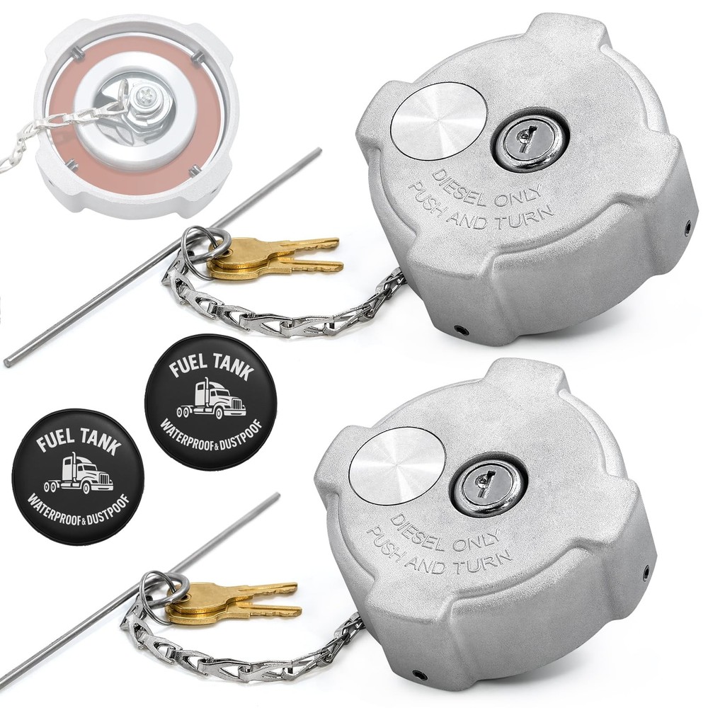 Lobiutiya 2 Pack 3 Female 1/4 Turn Locking Fuel Tank Cap Compatible